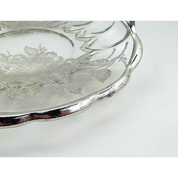 Silver City Overlay Glass Springtime Rolled Edge Candy Dish - Picture 8 of 11